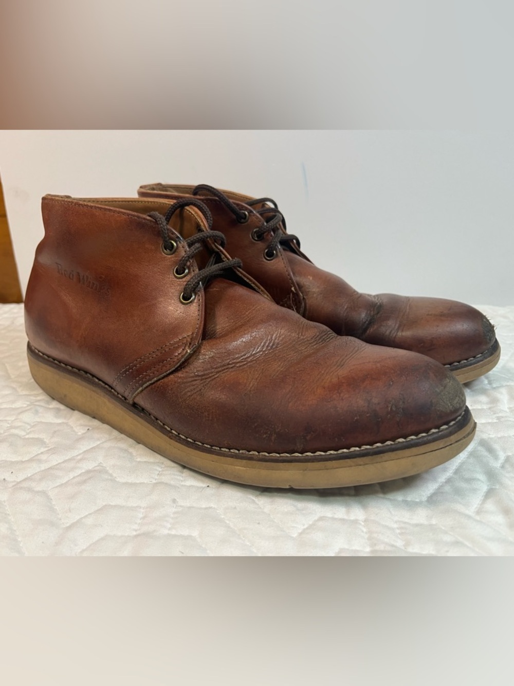 Men's Red Wing 595 Brown Leather Chukka Boots - Casual Lace-Up 10.0